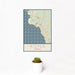 12x18 Kona Hawaii Map Print Portrait Orientation in Woodblock Style With Small Cactus Plant in White Planter