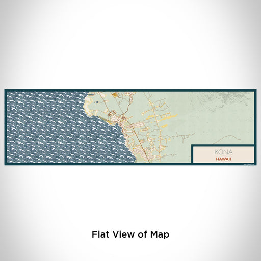 Flat View of Map Custom Kona Hawaii Map Enamel Mug in Woodblock