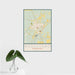 16x24 Kosciusko Mississippi Map Print Portrait Orientation in Woodblock Style With Tropical Plant Leaves in Water