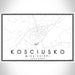 Kosciusko Mississippi Map Print Landscape Orientation in Classic Style With Shaded Background