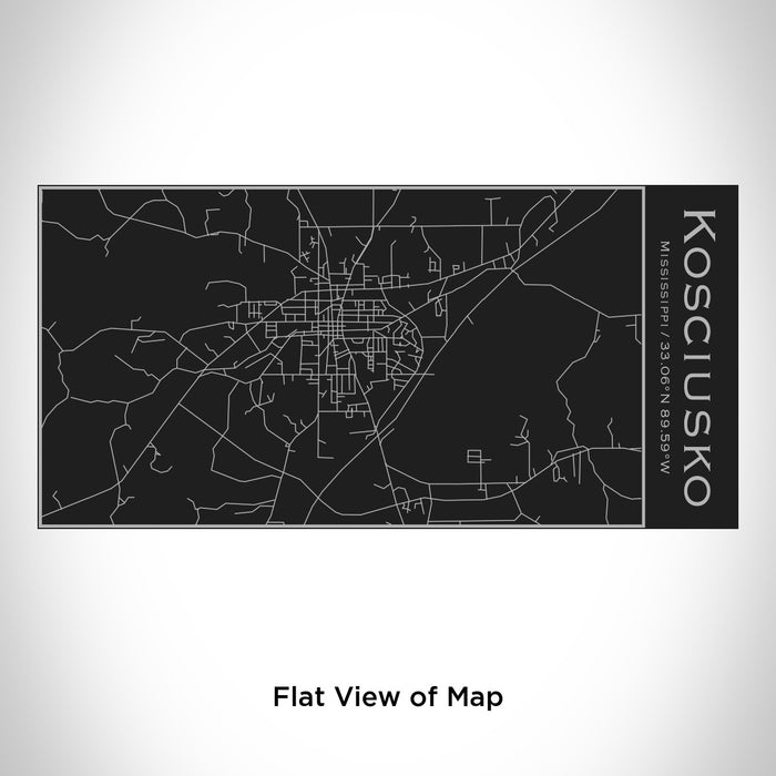 Rendered View of Kosciusko Mississippi Map Engraving on 17oz Stainless Steel Insulated Cola Bottle in Black