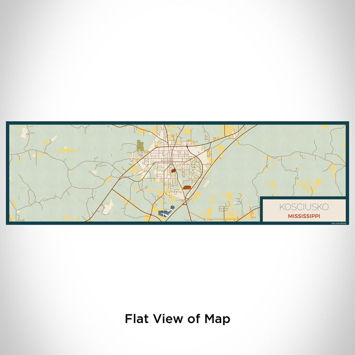 Flat View of Map Custom Kosciusko Mississippi Map Enamel Mug in Woodblock