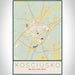 Kosciusko Mississippi Map Print Portrait Orientation in Woodblock Style With Shaded Background