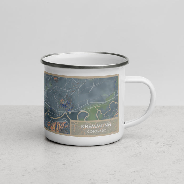 Right View Custom Kremmling Colorado Map Enamel Mug in Afternoon