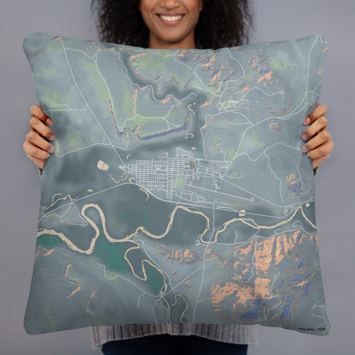 Person holding 22x22 Custom Kremmling Colorado Map Throw Pillow in Afternoon