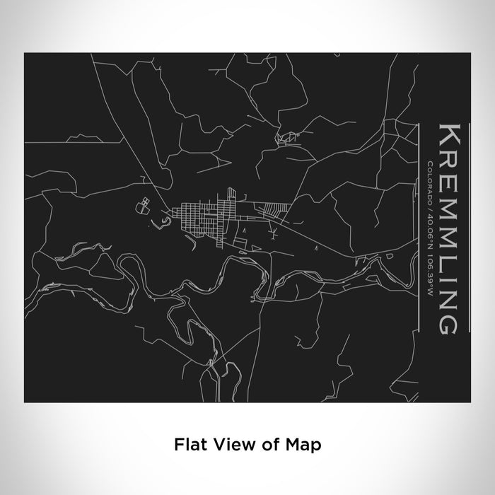 Rendered View of Kremmling Colorado Map Engraving on 20oz Stainless Steel Insulated Bottle with Bamboo Top in Black