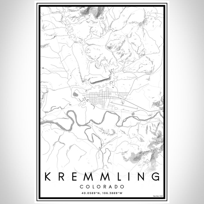 Kremmling Colorado Map Print Portrait Orientation in Classic Style With Shaded Background