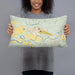 Person holding 20x12 Custom Kremmling Colorado Map Throw Pillow in Woodblock