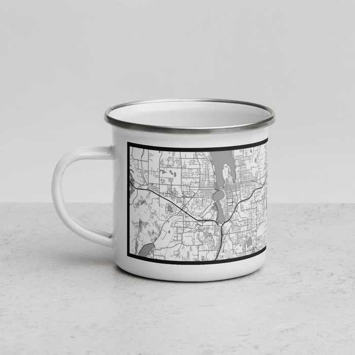 Left View Custom Lacey Washington Map Enamel Mug in Classic