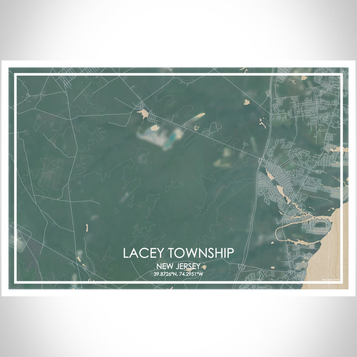 Lacey Township New Jersey Map Print Landscape Orientation in Afternoon Style With Shaded Background