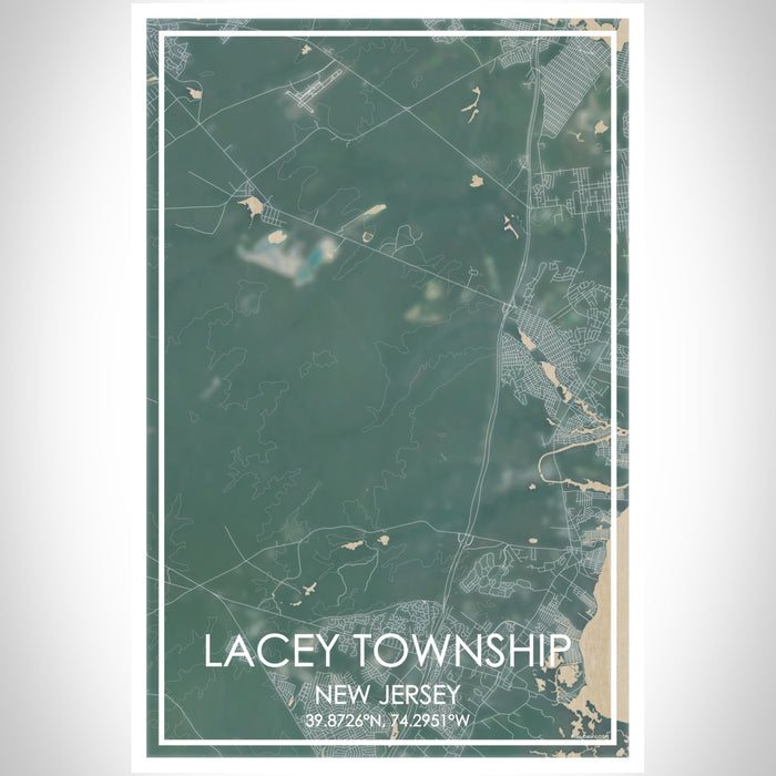 Lacey Township New Jersey Map Print Portrait Orientation in Afternoon Style With Shaded Background