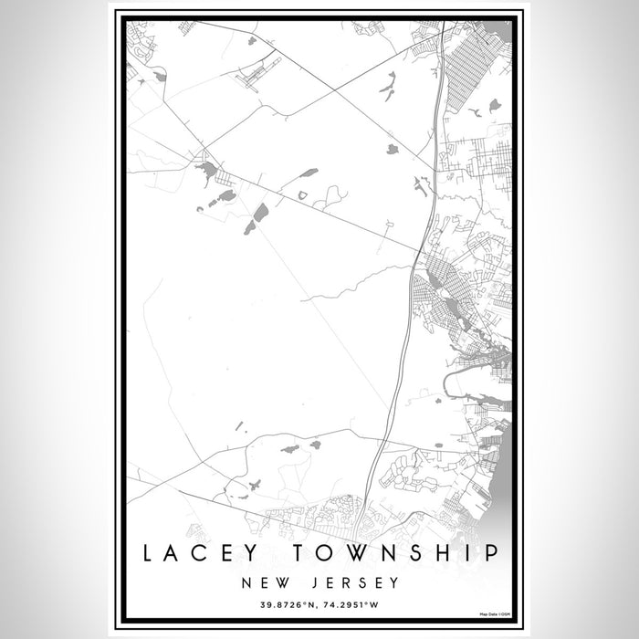 Lacey Township New Jersey Map Print Portrait Orientation in Classic Style With Shaded Background