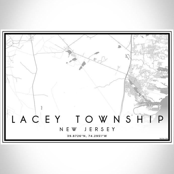 Lacey Township New Jersey Map Print Landscape Orientation in Classic Style With Shaded Background