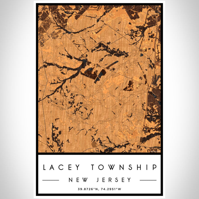 Lacey Township New Jersey Map Print Portrait Orientation in Ember Style With Shaded Background