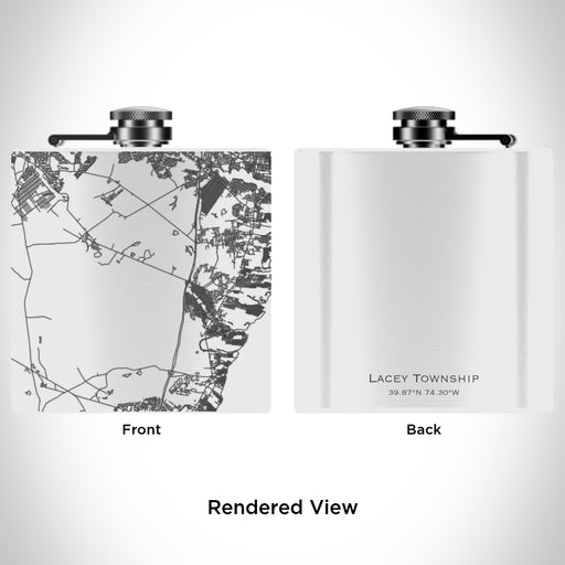 Rendered View of Lacey Township New Jersey Map Engraving on 6oz Stainless Steel Flask in White