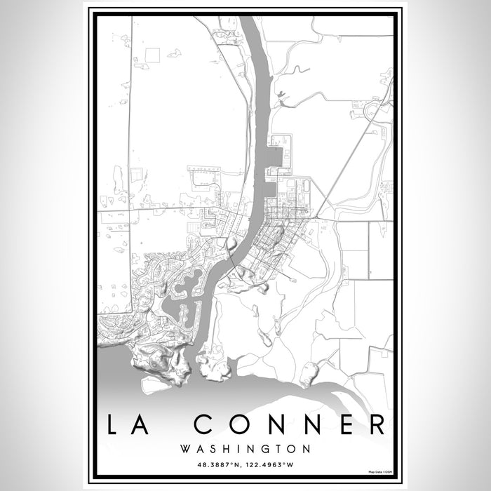 La Conner Washington Map Print Portrait Orientation in Classic Style With Shaded Background