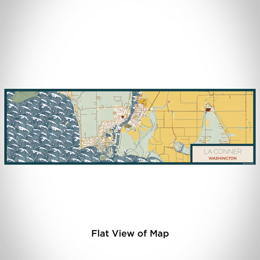 Flat View of Map Custom La Conner Washington Map Enamel Mug in Woodblock