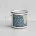 Left View Custom La Conner Washington Map Enamel Mug in Woodblock