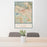 24x36 Lafayette California Map Print Portrait Orientation in Woodblock Style Behind 2 Chairs Table and Potted Plant
