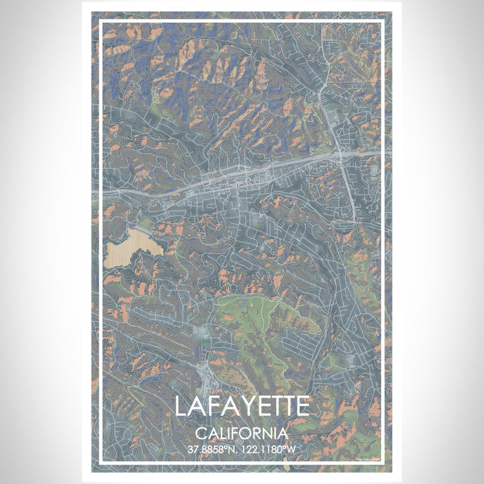 Lafayette California Map Print Portrait Orientation in Afternoon Style With Shaded Background