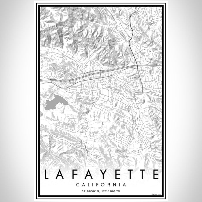 Lafayette California Map Print Portrait Orientation in Classic Style With Shaded Background