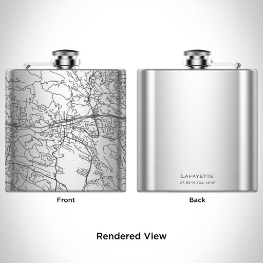 Rendered View of Lafayette California Map Engraving on 6oz Stainless Steel Flask