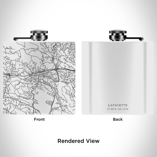 Rendered View of Lafayette California Map Engraving on 6oz Stainless Steel Flask in White