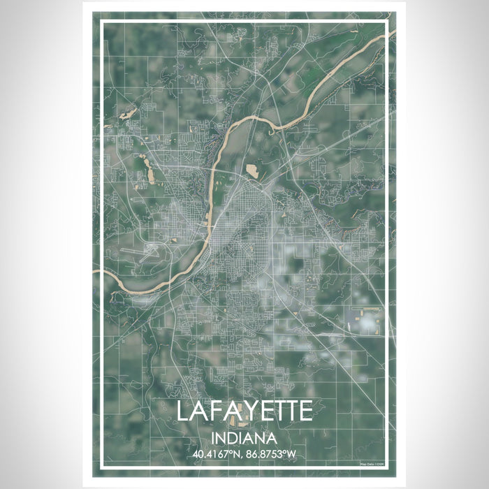 Lafayette Indiana Map Print Portrait Orientation in Afternoon Style With Shaded Background