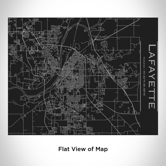 Rendered View of Lafayette Indiana Map Engraving on 20oz Stainless Steel Insulated Bottle with Bamboo Top in Black