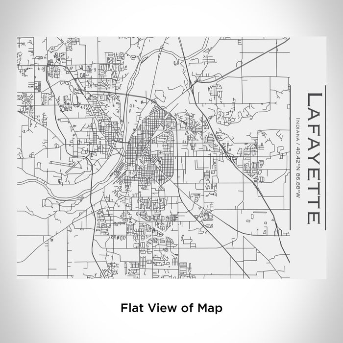Rendered View of Lafayette Indiana Map Engraving on 20oz Stainless Steel Insulated Bottle with Bamboo Top in White