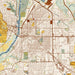 Lafayette Indiana Map Print in Woodblock Style Zoomed In Close Up Showing Details