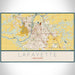 Lafayette Indiana Map Print Landscape Orientation in Woodblock Style With Shaded Background