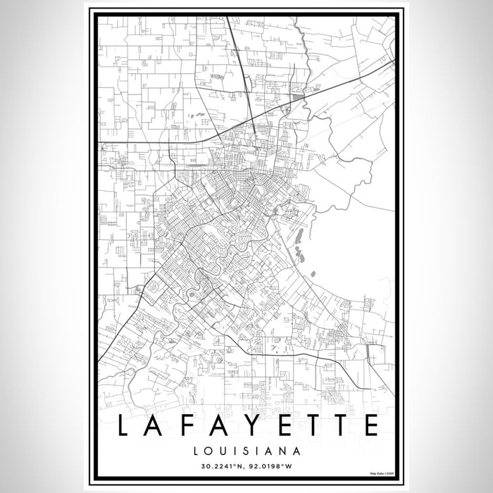 Lafayette Louisiana Map Print Portrait Orientation in Classic Style With Shaded Background