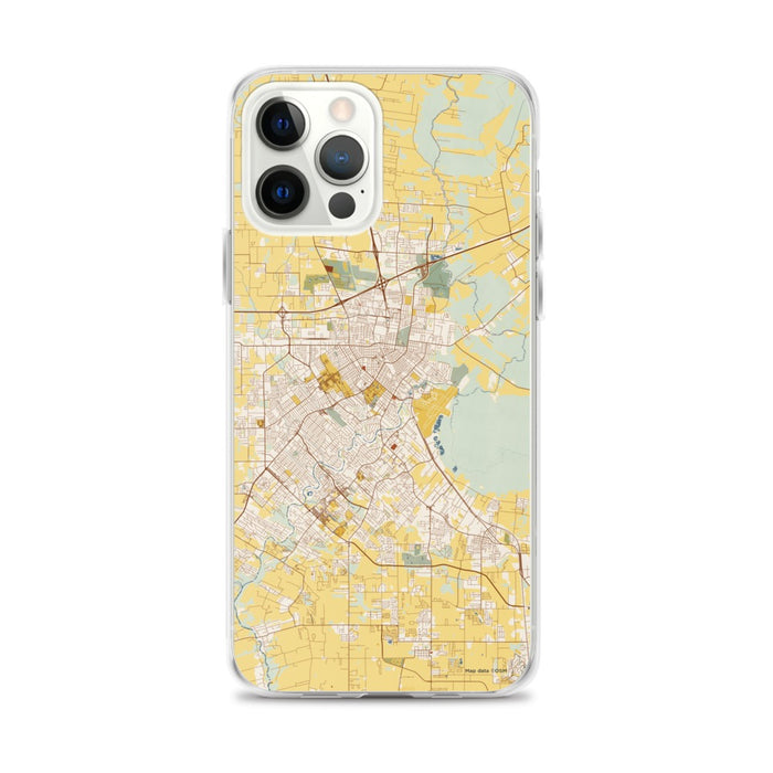 Custom Lafayette Louisiana Map iPhone 12 Pro Max Phone Case in Woodblock