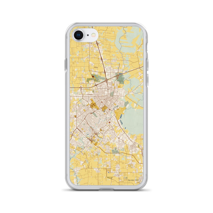 Custom Lafayette Louisiana Map iPhone SE Phone Case in Woodblock