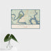 16x24 Lago Vista Texas Map Print Landscape Orientation in Woodblock Style With Tropical Plant Leaves in Water