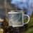 Right View Custom Lago Vista Texas Map Enamel Mug in Afternoon on Grass With Trees in Background
