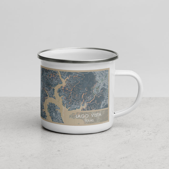 Right View Custom Lago Vista Texas Map Enamel Mug in Afternoon