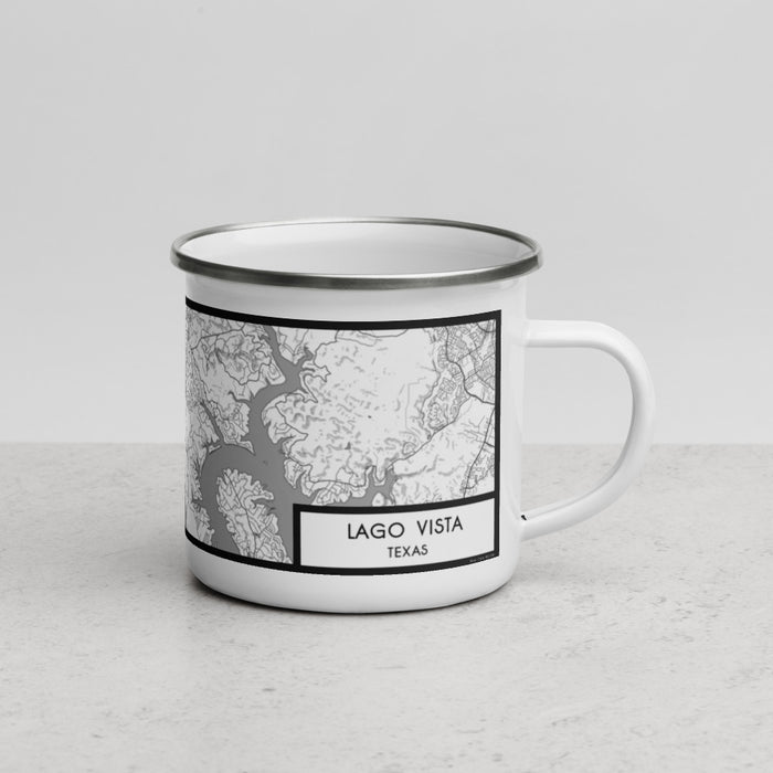 Right View Custom Lago Vista Texas Map Enamel Mug in Classic