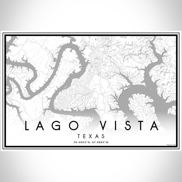 Lago Vista Texas Map Print Landscape Orientation in Classic Style With Shaded Background