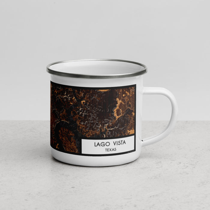 Right View Custom Lago Vista Texas Map Enamel Mug in Ember