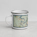 Left View Custom Lago Vista Texas Map Enamel Mug in Woodblock