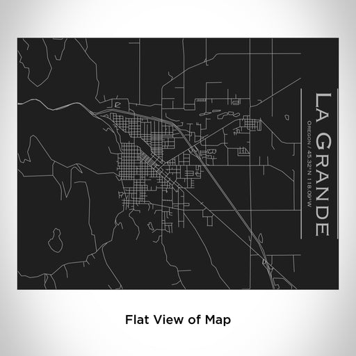 Rendered View of La Grande Oregon Map Engraving on 20oz Stainless Steel Insulated Bottle with Bamboo Top in Black