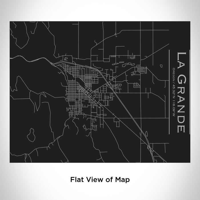 Rendered View of La Grande Oregon Map Engraving on 20oz Stainless Steel Insulated Bottle with Bamboo Top in Black