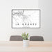 24x36 La Grande Oregon Map Print Landscape Orientation in Classic Style Behind 2 Chairs Table and Potted Plant