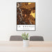 24x36 La Grande Oregon Map Print Portrait Orientation in Ember Style Behind 2 Chairs Table and Potted Plant
