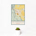 12x18 La Grande Oregon Map Print Portrait Orientation in Woodblock Style With Small Cactus Plant in White Planter