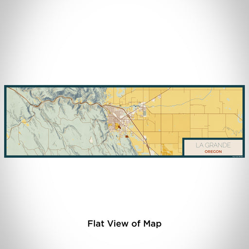 Flat View of Map Custom La Grande Oregon Map Enamel Mug in Woodblock