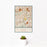 12x18 La Grange Illinois Map Print Portrait Orientation in Woodblock Style With Small Cactus Plant in White Planter