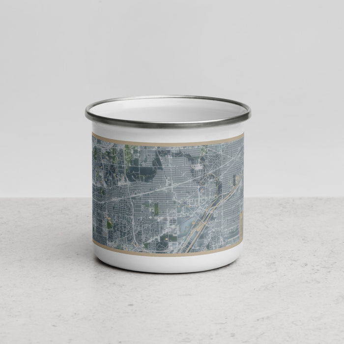 Front View Custom La Grange Illinois Map Enamel Mug in Afternoon